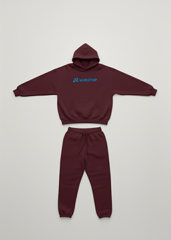 NVRSTOP Drop Shoulder Premium Sweatsuit (Maroon)