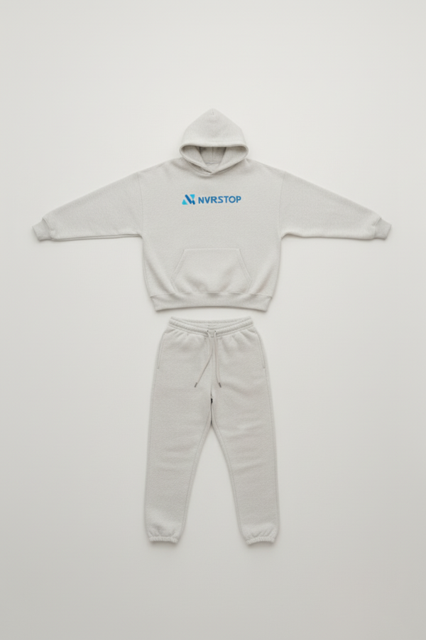 NVRSTOP Drop Shoulder Premium Sweatsuit (Heather Grey)
