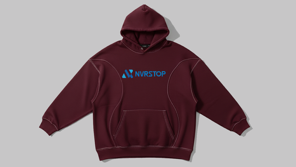 NVRSTOP Cut & Sew Panel Hoodie (Maroon)